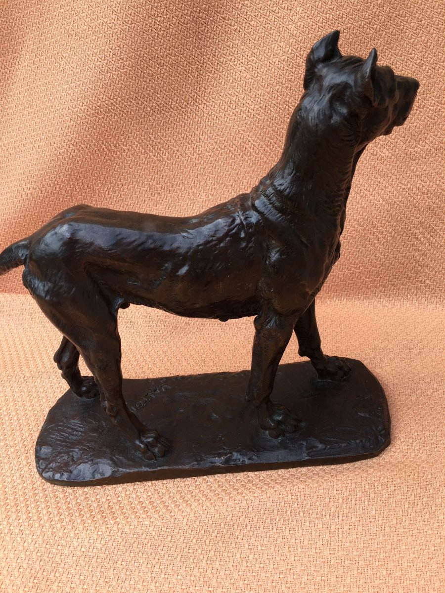 Bronze Dog Sculpture Signed Valton-photo-4