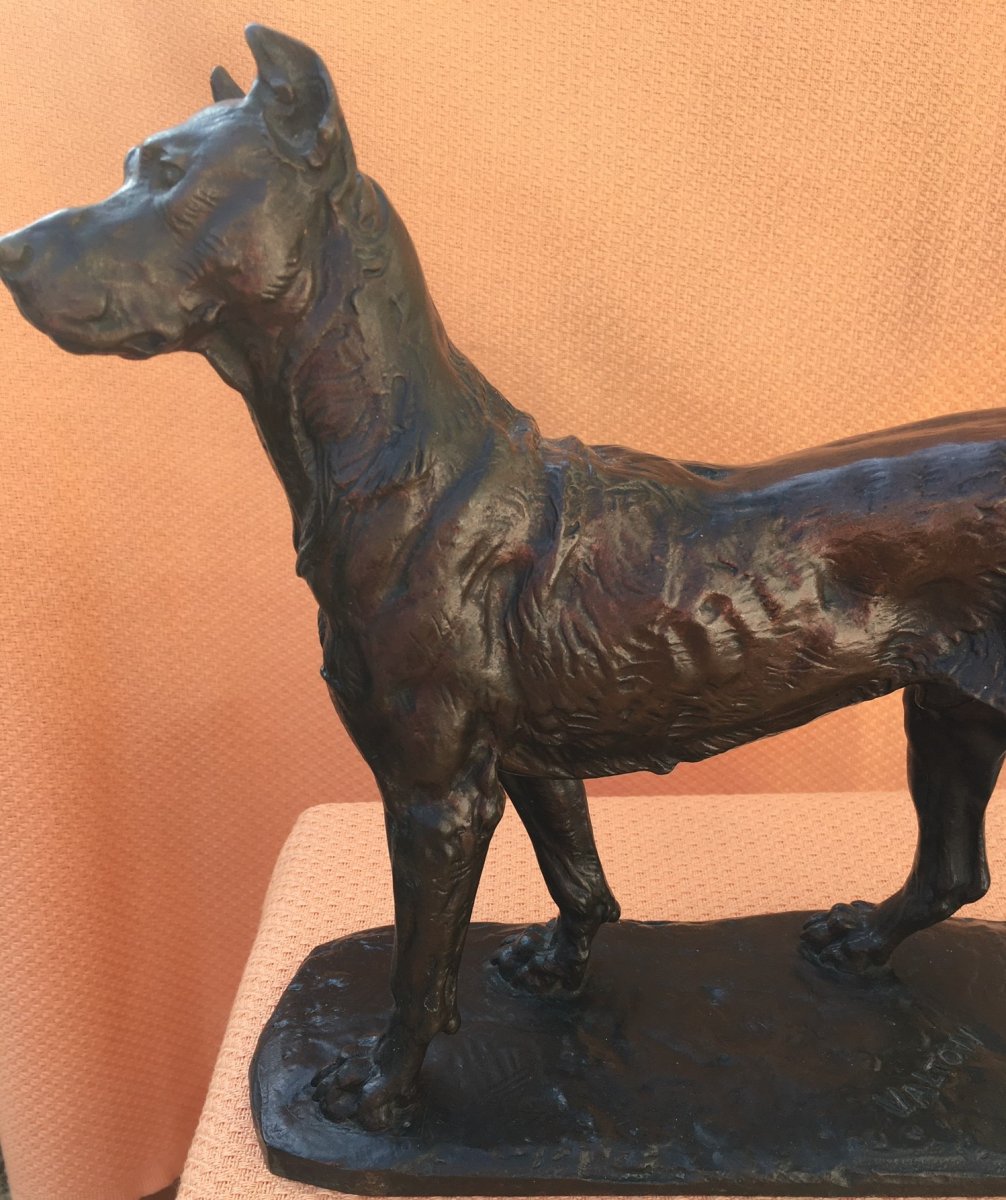 Bronze Dog Sculpture Signed Valton-photo-5