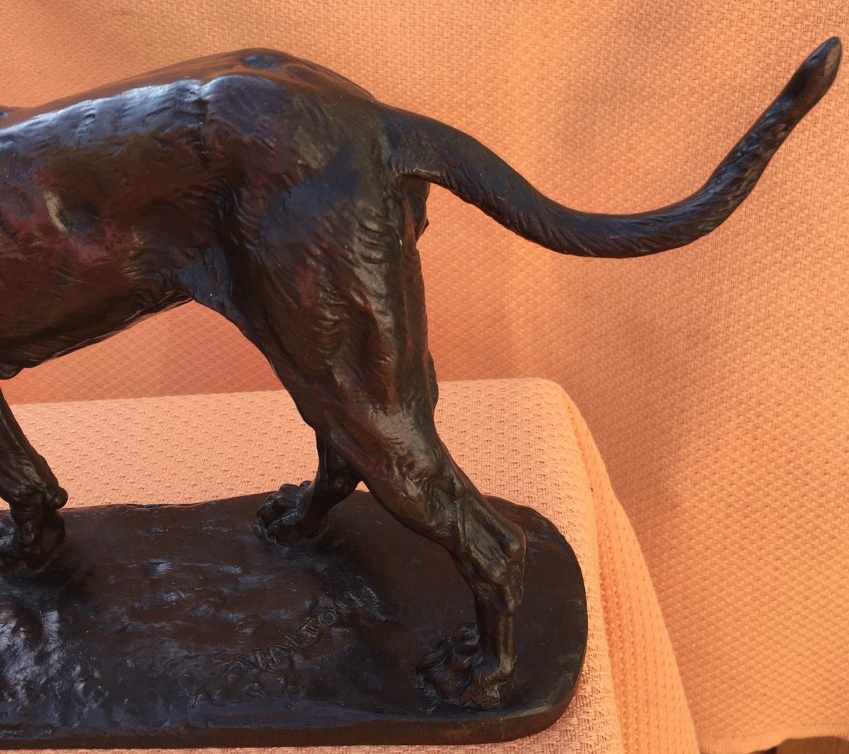 Bronze Dog Sculpture Signed Valton-photo-6