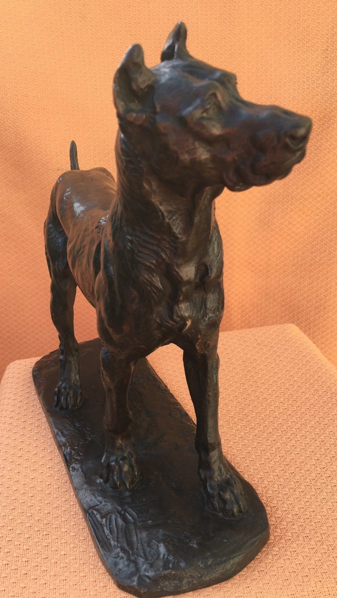 Bronze Dog Sculpture Signed Valton-photo-7
