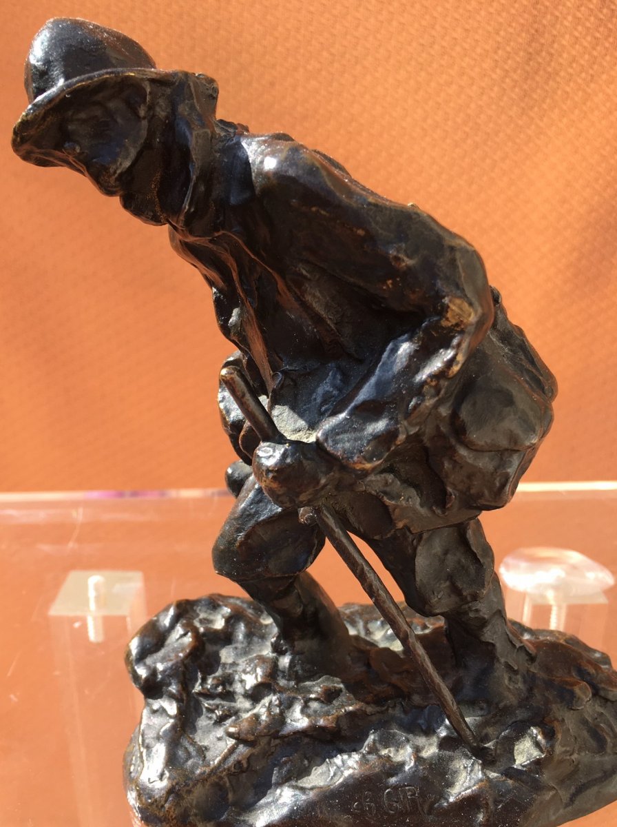 sculpture bronze "poilu de 1914 " signée Ch.Gir-photo-6