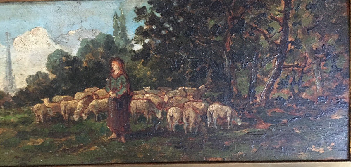 Painting Pastoral Scene Late 19th-photo-1