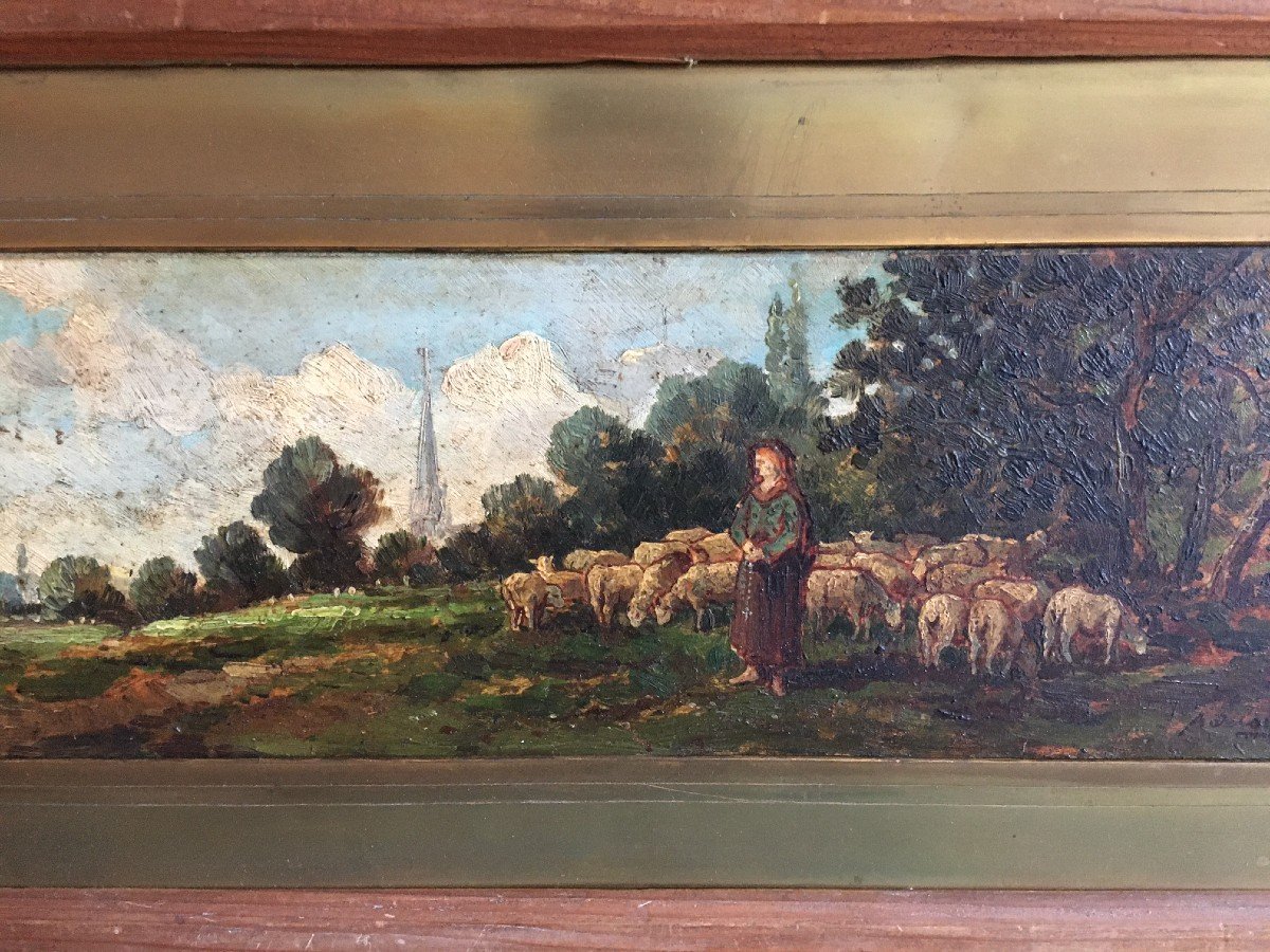 Painting Pastoral Scene Late 19th-photo-3