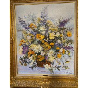 Painting Flowers By Hugues Claude Pissaro