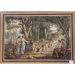 Watercolor 19th Mythological Scene