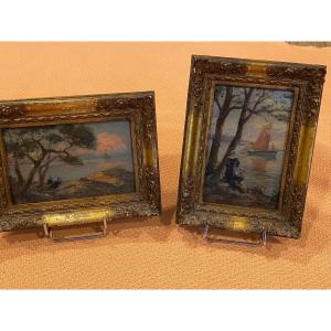 Lot Of Two Small Brittany Paintings By Jacques Marcelin
