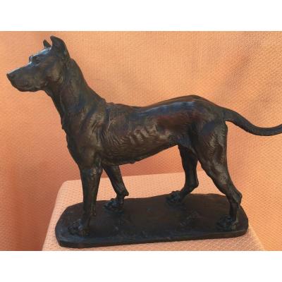 Bronze Dog Sculpture Signed Valton