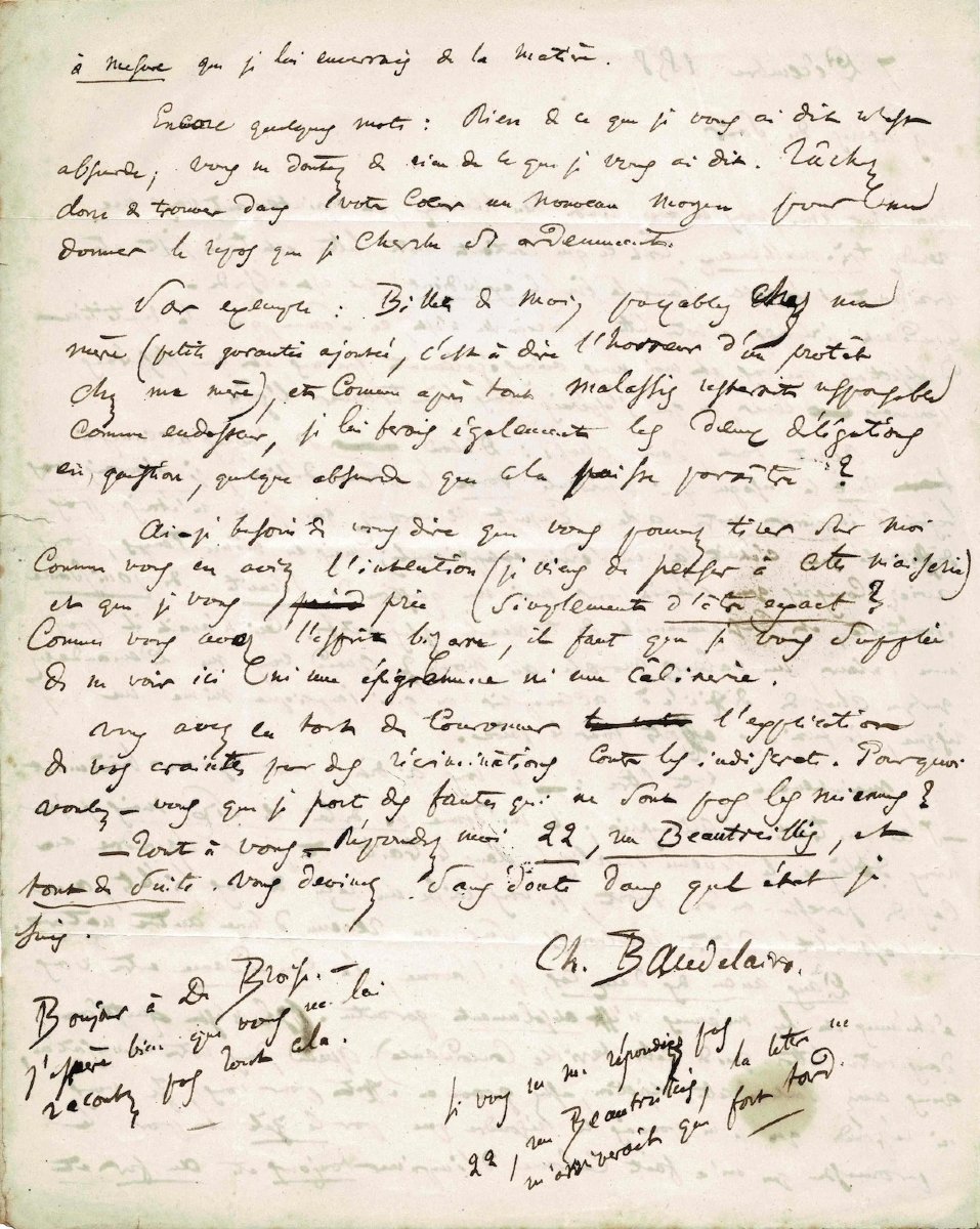 Charles Baudelaire - Large Autograph Letter Signed To His Publisher Auguste Poulet Malassis 1858-photo-3