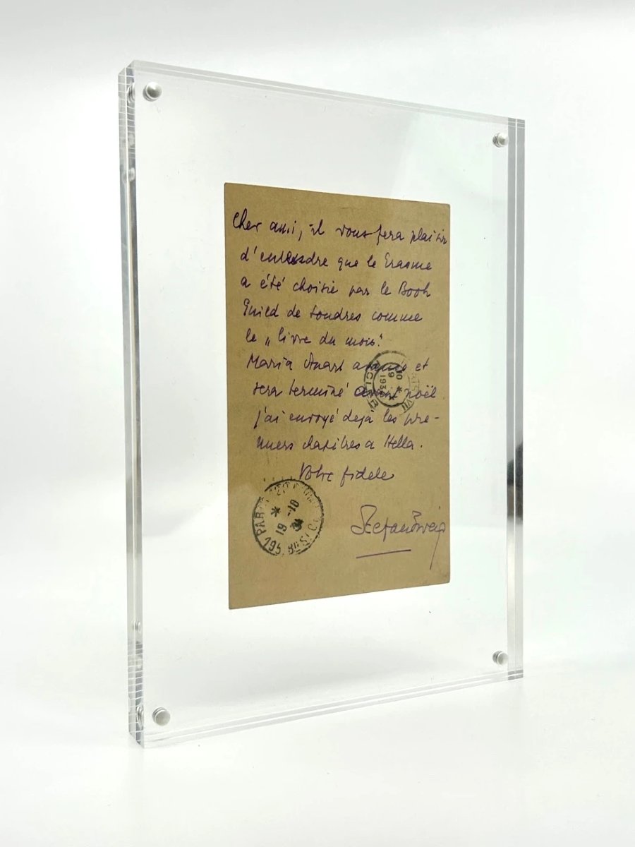  Stefan Zweig, Autographed Letter-card Signed During His Exile In London - 1934-photo-4