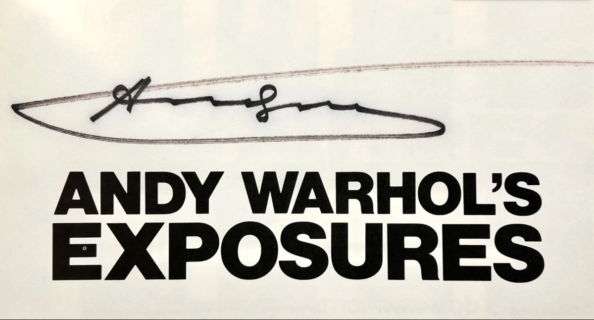 Andy Warhol - Large Signature In Black Felt-tip Pen, Exposures, Original English Edition, London 1979-photo-3