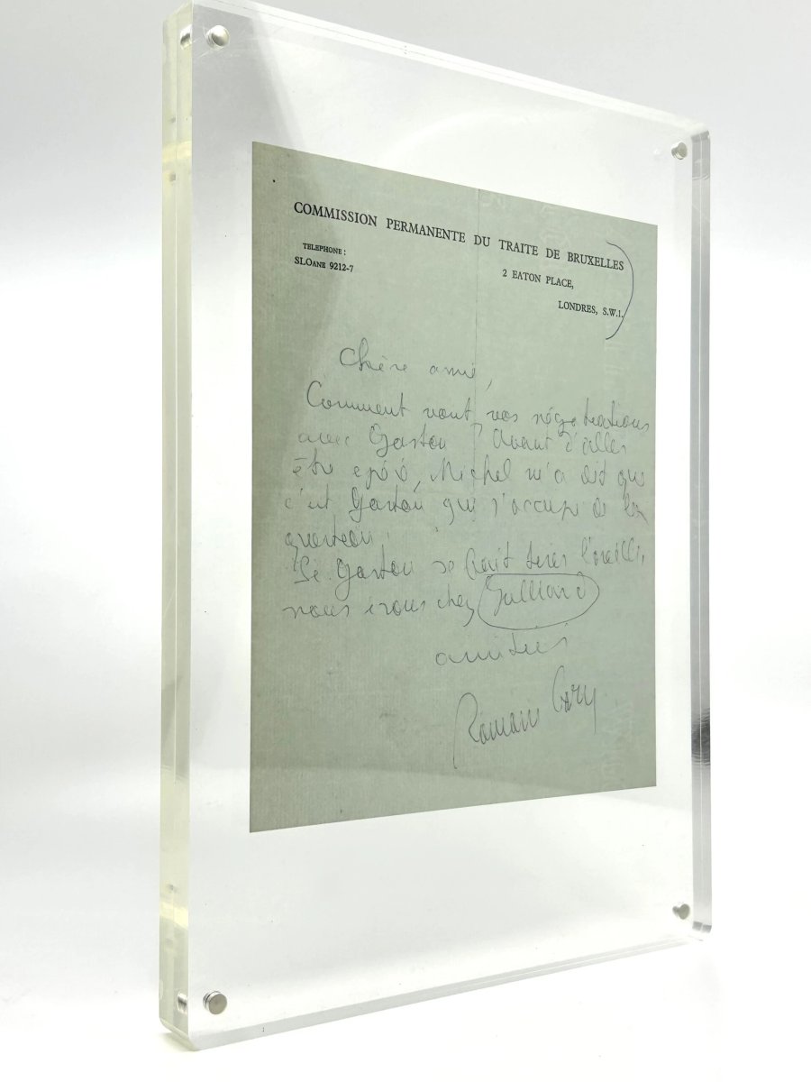 ROMAIN GARY - Lettre autographe signée - Gallimard - Les Racines du Ciel - Juillard - 1955