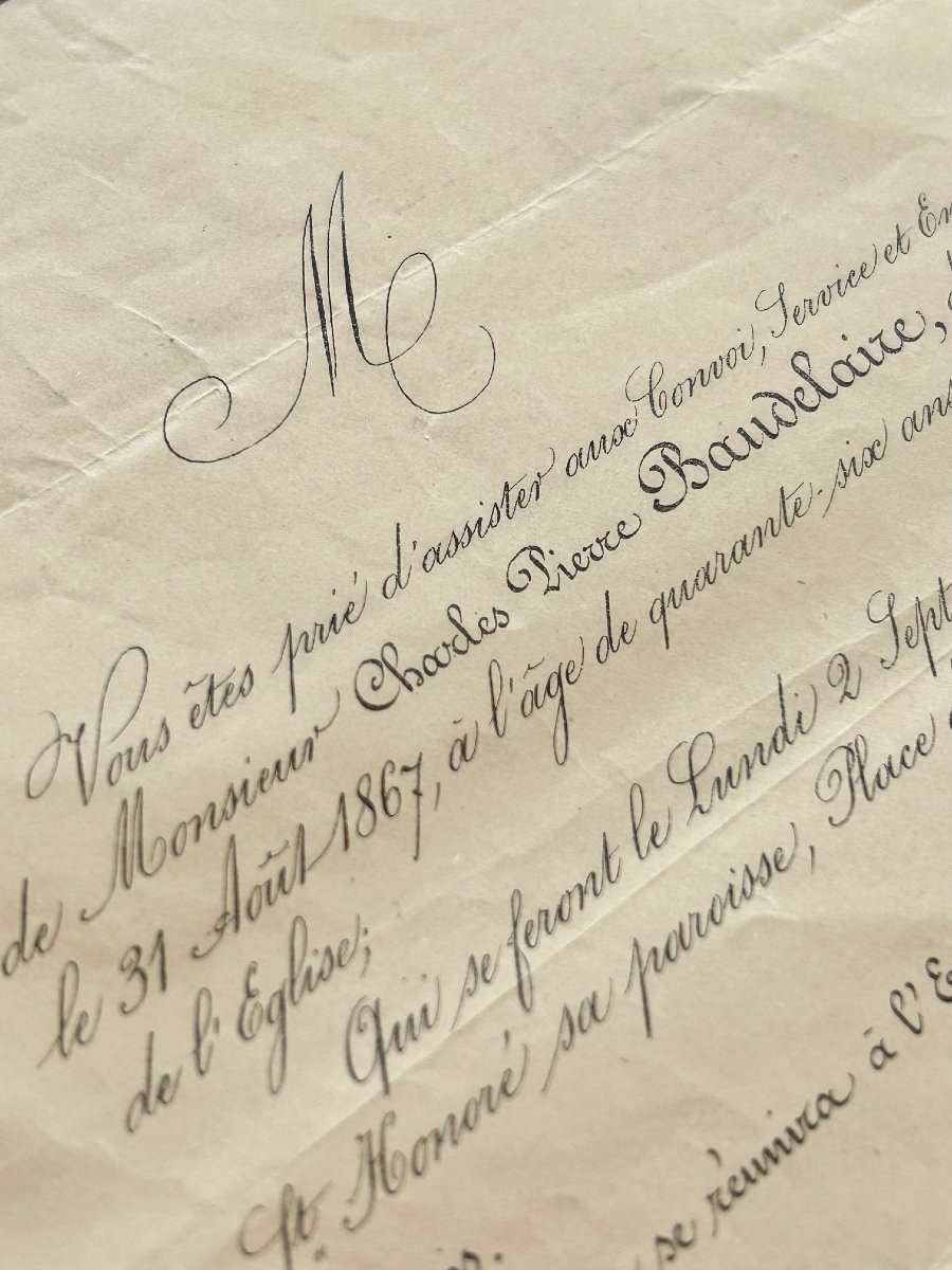 Charles Baudelaire - Announcement Of Death. 1867 - Félicité Baudelaire-photo-1
