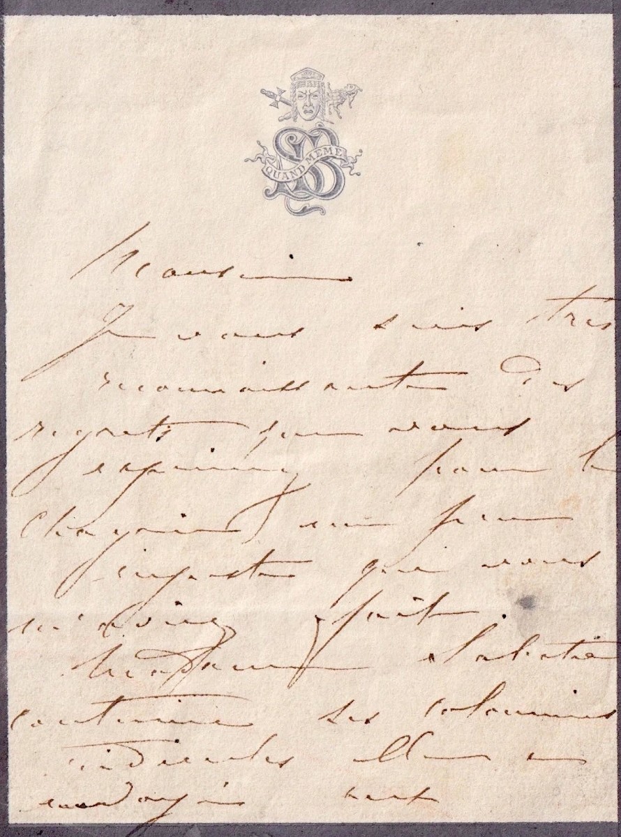 Sarah Bernhardt - Virulent Letter About Baudelaire's Muse, Madame Sabatier. 1879