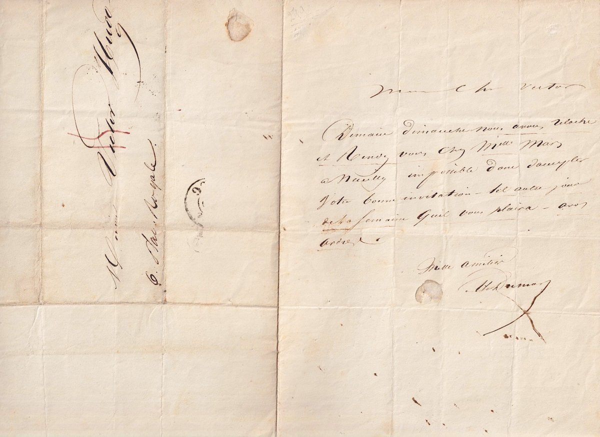 My Dear Victor..." Letter From Alexandre Dumas To Victor Hugo - 1836 - Autograph Letter Signed-photo-2