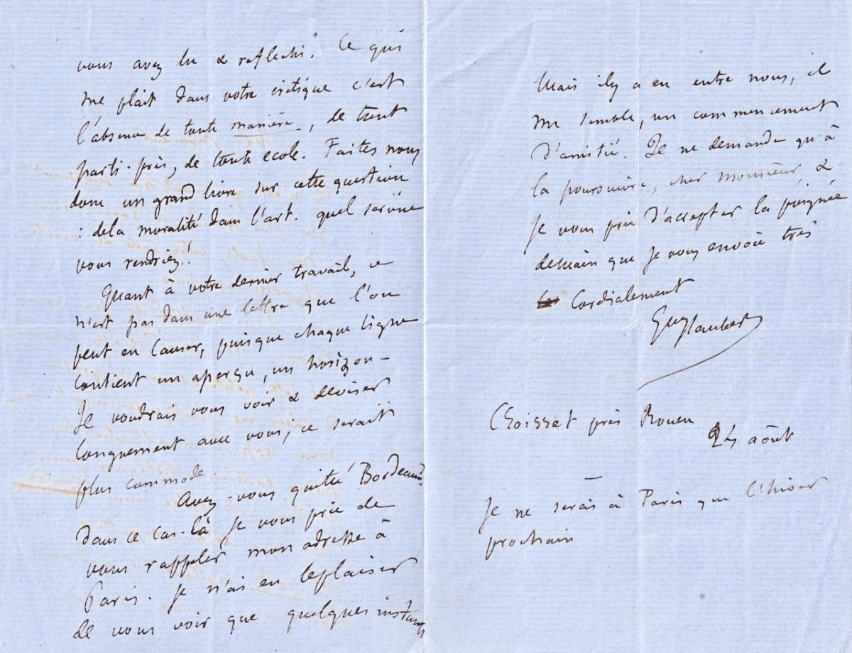 Gustave Flaubert - Autograph Letter Signed To A Colleague - 1867-photo-5