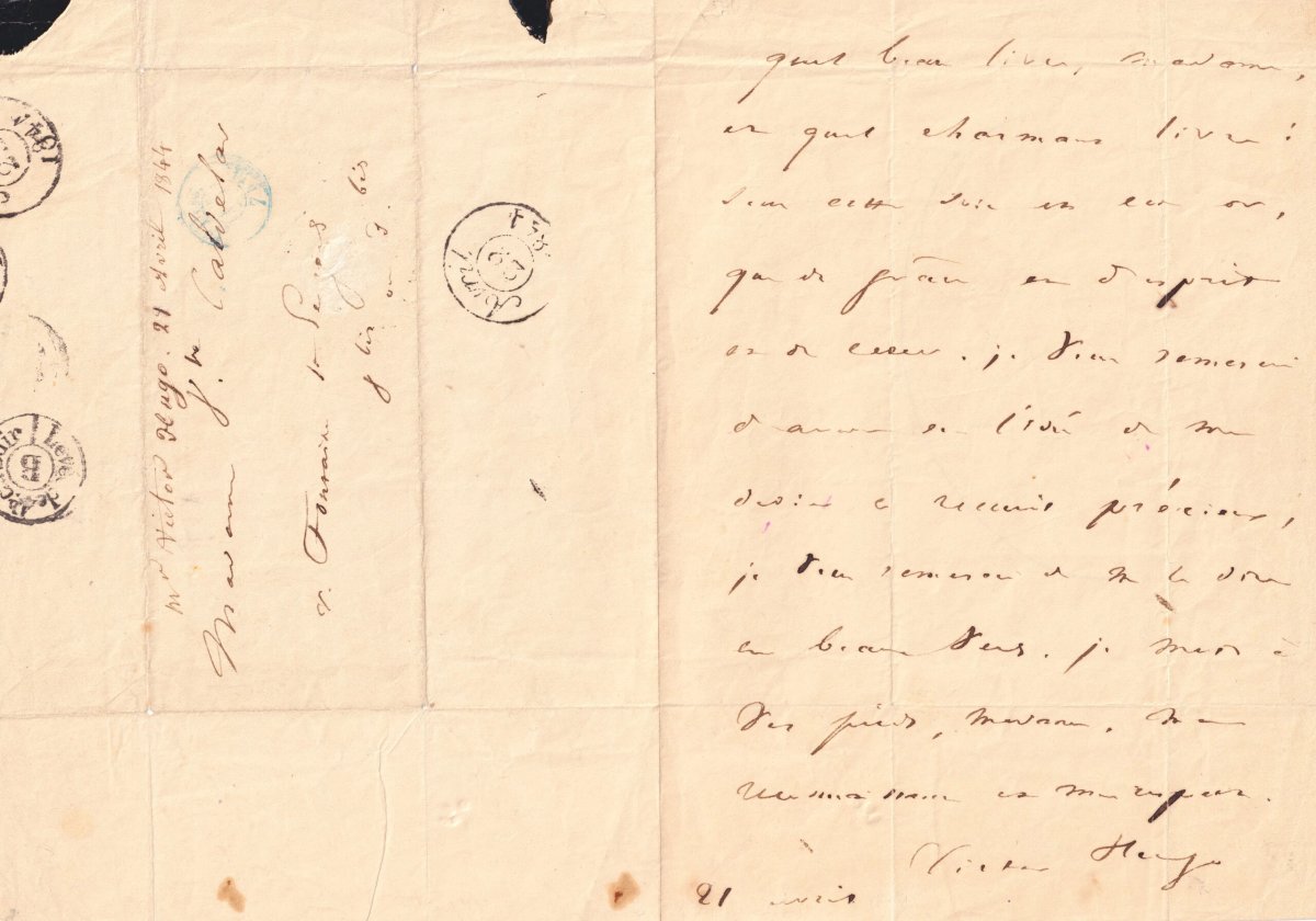 Victor Hugo - Autograph Letter Signed To The Poet Adèle Caldelar-photo-1