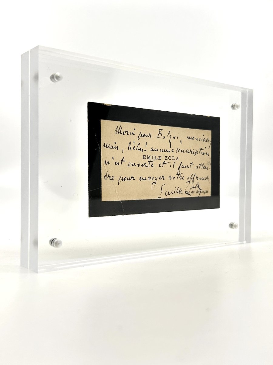 Émile ZOLA - Carte de visite autographe signée à Propos de la statue de Balzac-photo-4