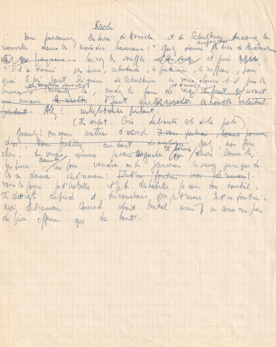 Jean-paul Sartre - The Devil And The Good Lord - Autograph Manuscript Fragment-photo-3