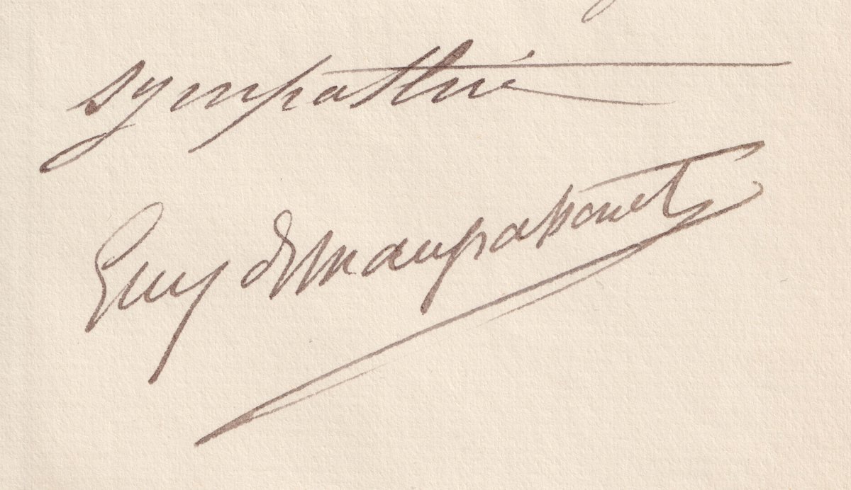 Maupassant: An Autograph Letter Signed A Few Months Before His Hospitalization. 1891, On -photo-5