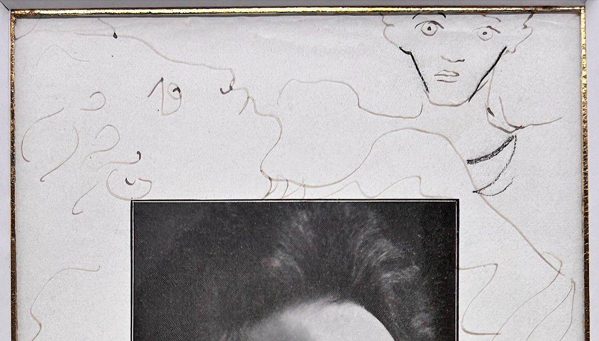 Jean COCTEAU  - Portrait signé enrichi d'un double dessin - 1938-photo-2