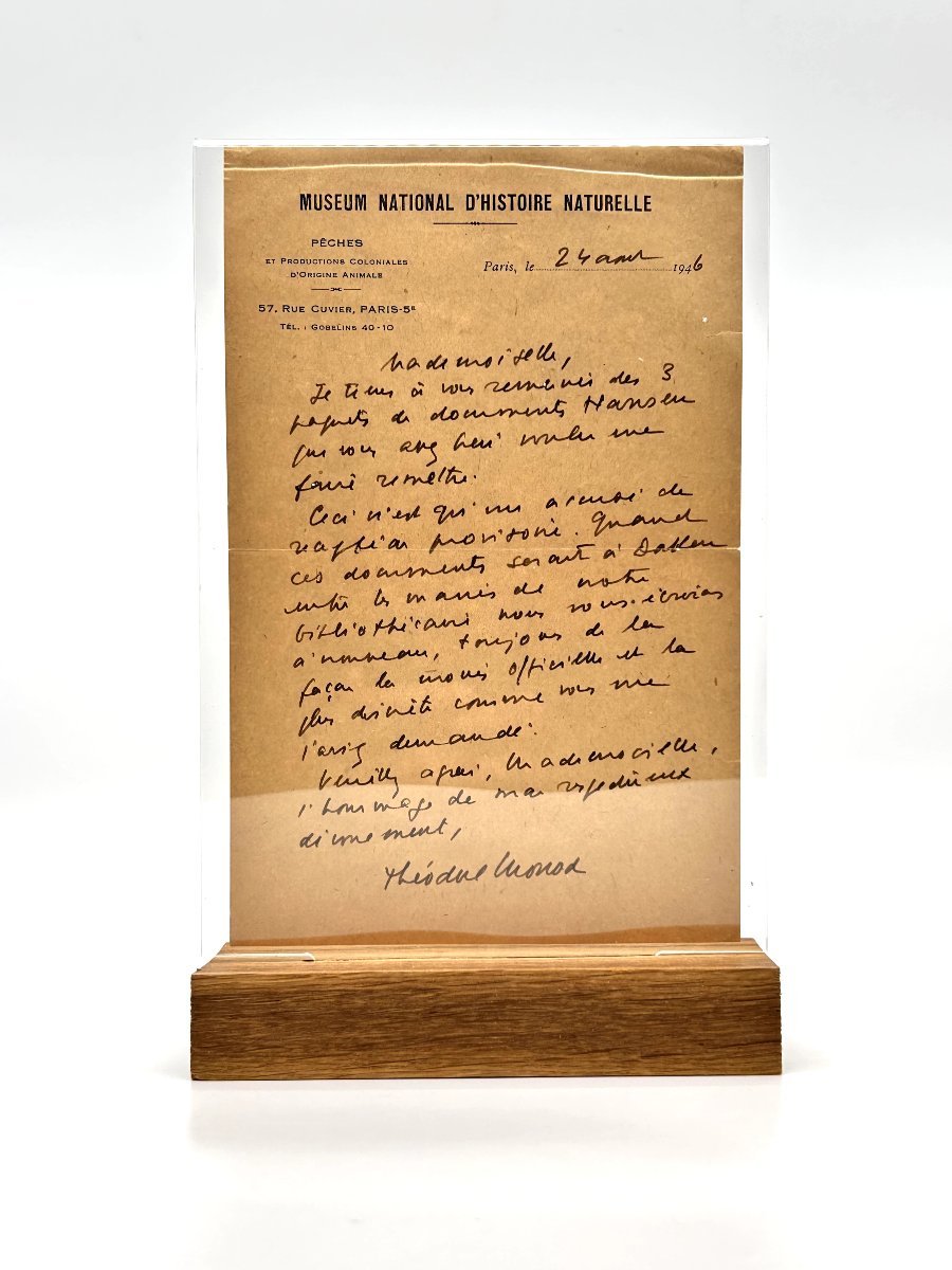 Théodore MONOD - Lettre autographe signée Muséum National d’Histoire Naturelle, Dakar IFAN-photo-4