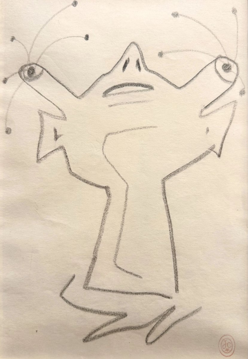 Jean Cocteau -  “oedipus’ Head” - Original Graphite Drawing 