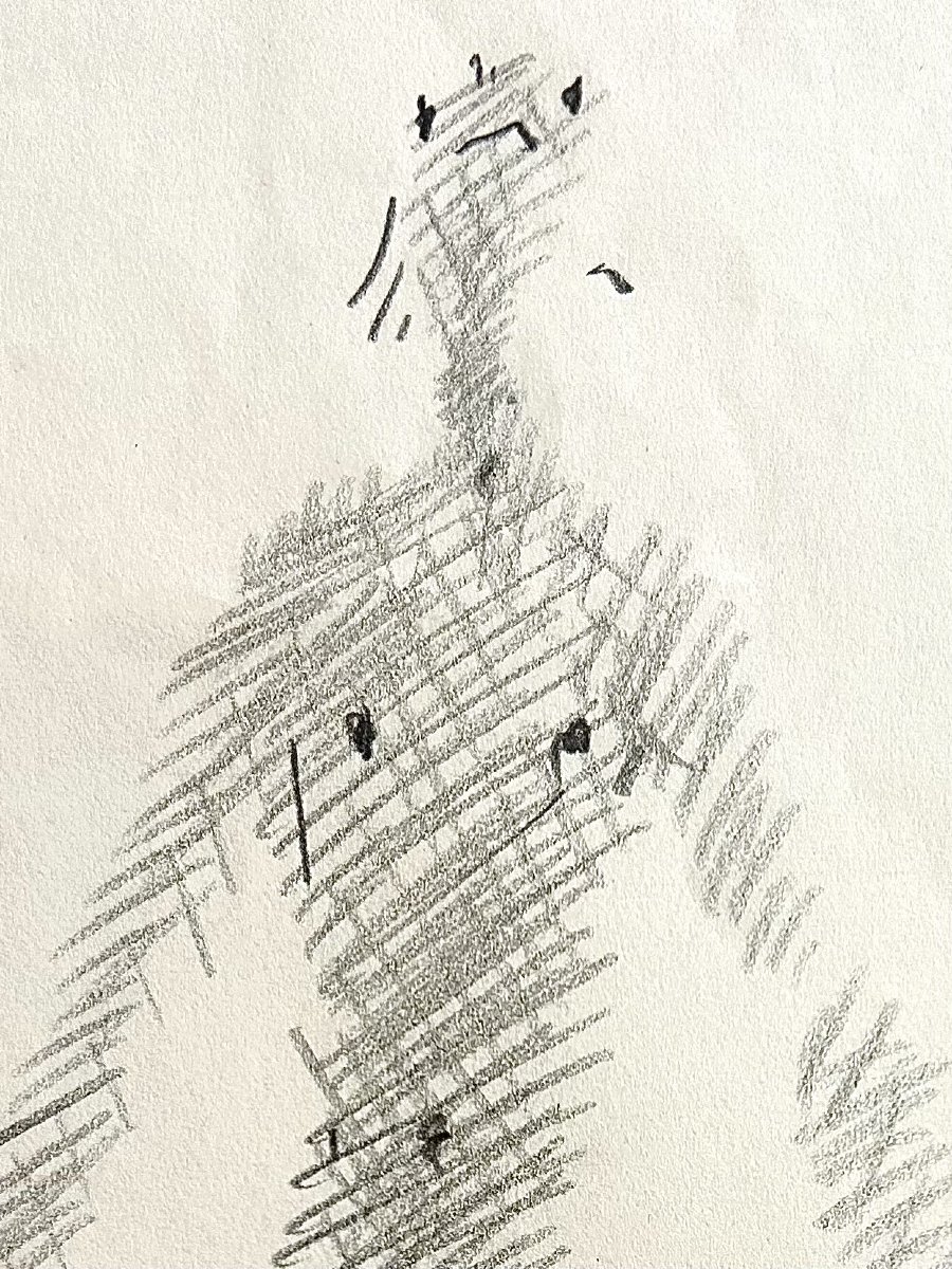 Jean COCTEAU - Dessin original « Silhouette d’OEdipe et ses filles », Antigone et Ismène.-photo-2