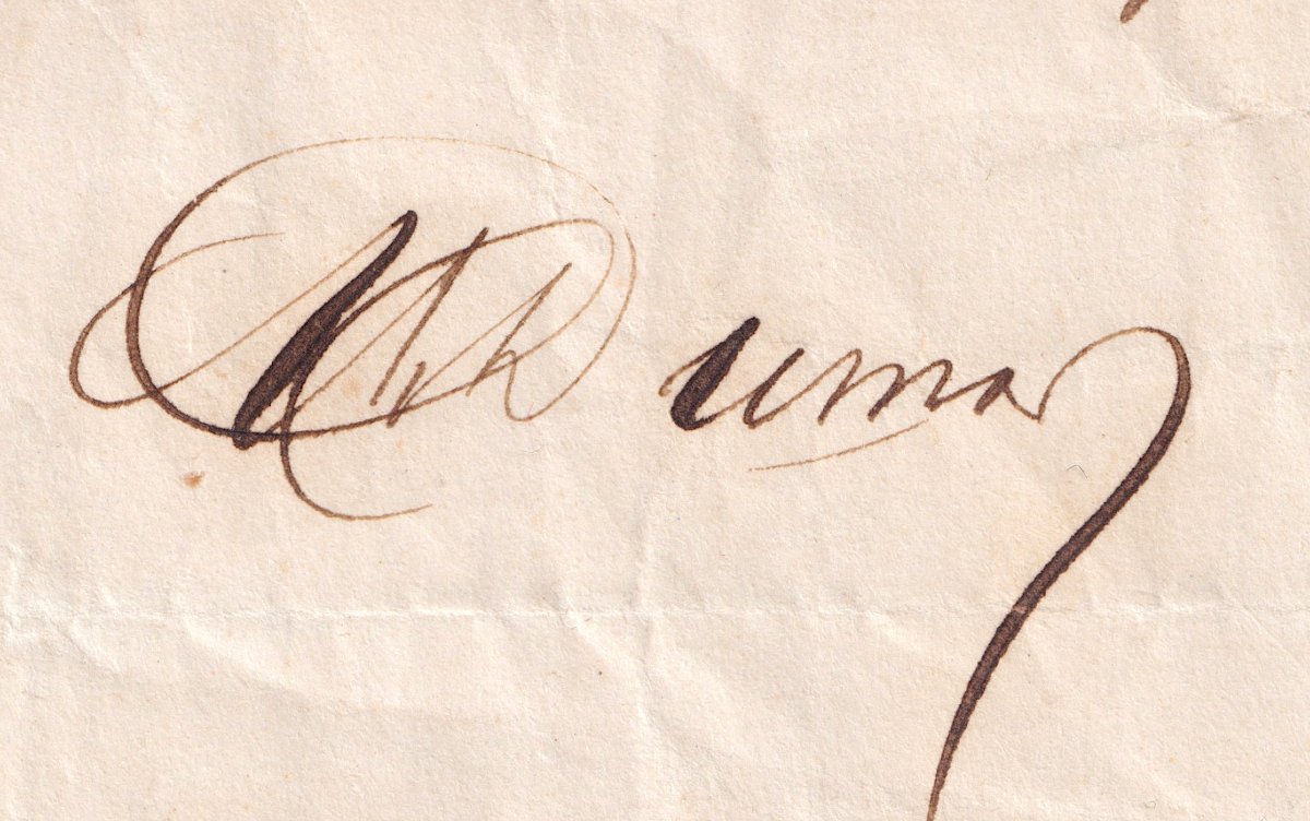 Alexandre Dumas - Autographed Note Signed With His Initials, A.d.-photo-2