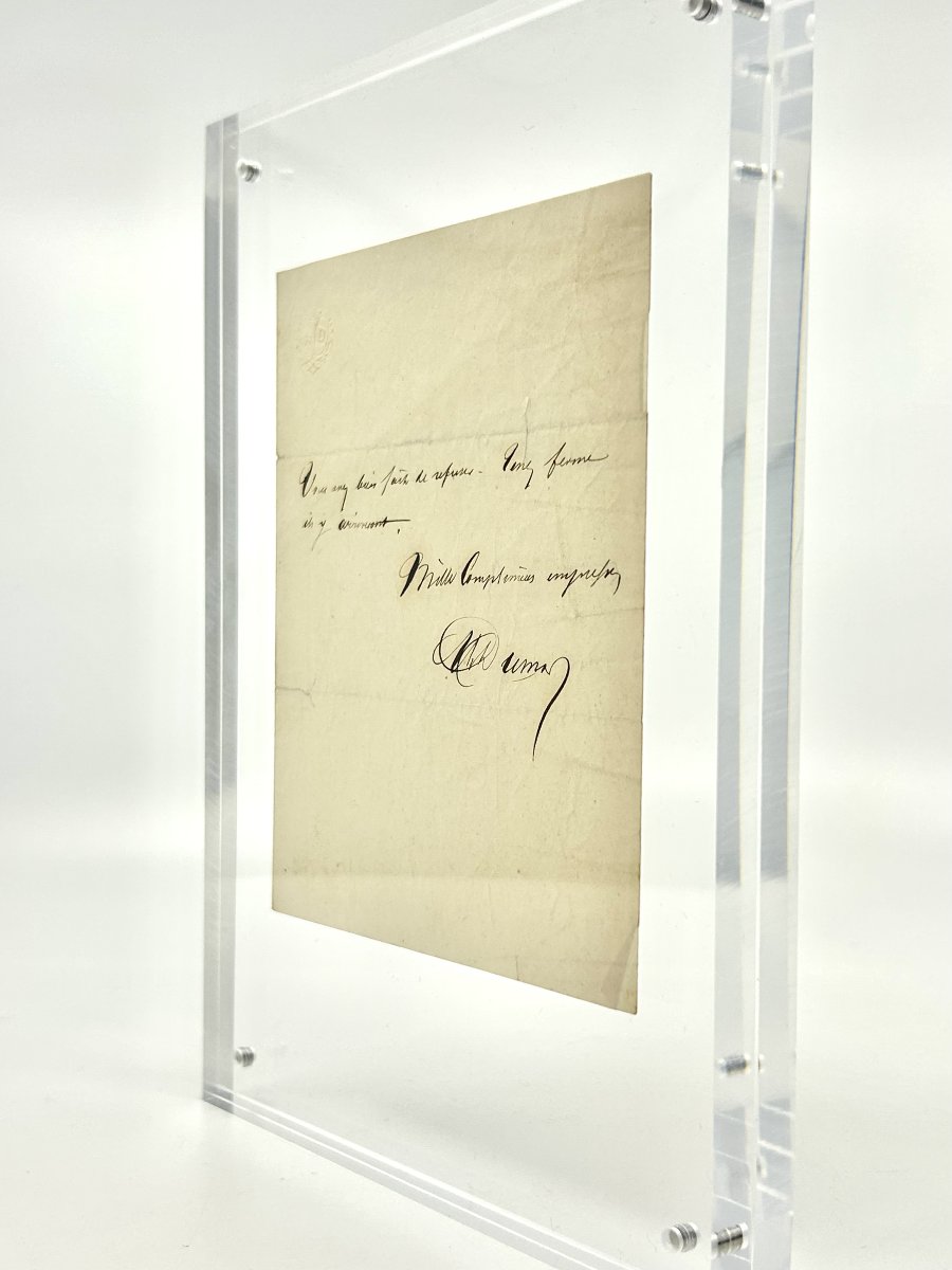 Alexandre Dumas - Autographed Note Signed With His Initials, A.d.-photo-2