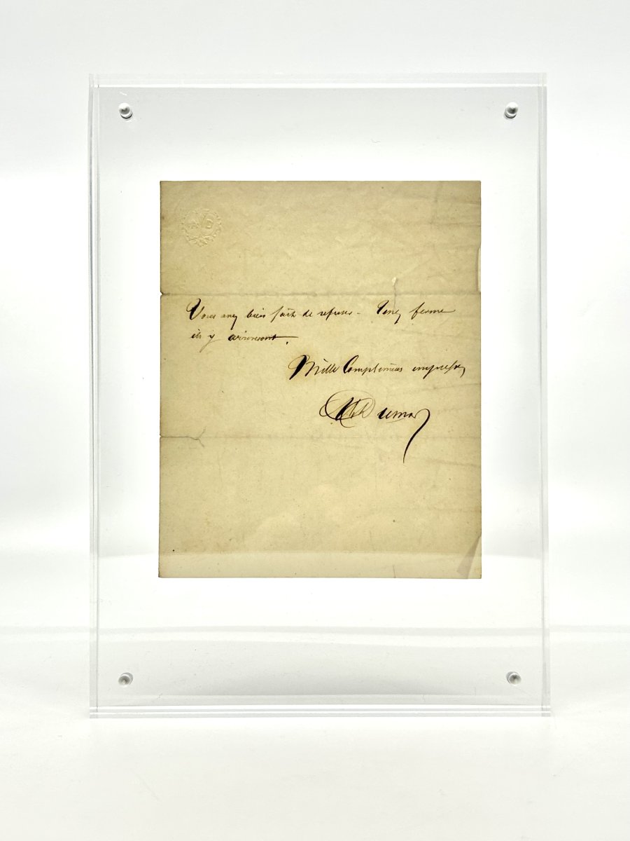 Alexandre Dumas - Autographed Note Signed With His Initials, A.d.