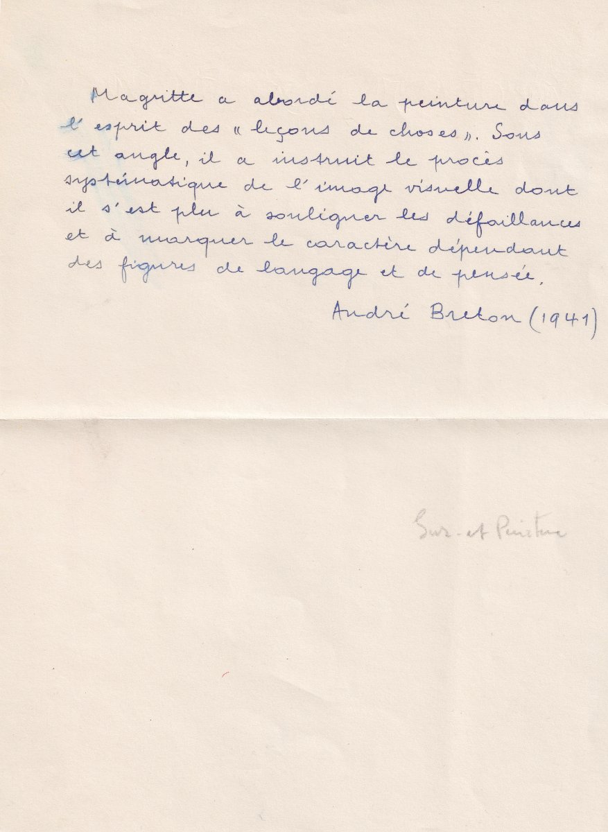 André Breton Describes Magritte's Painting; Signed, Handwritten Manuscript.-photo-4