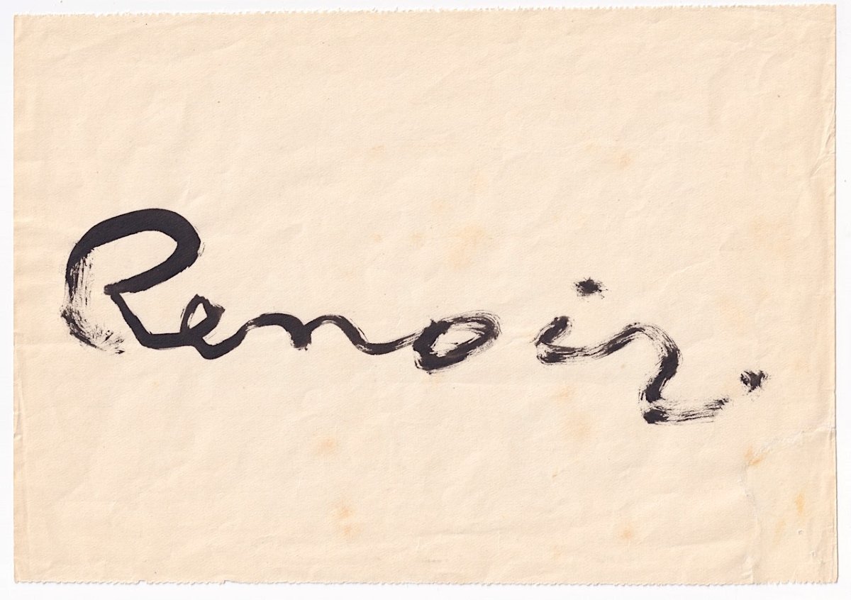Auguste RENOIR -  Grande signature autographe exécutée à la gouache noire. 1918-photo-3