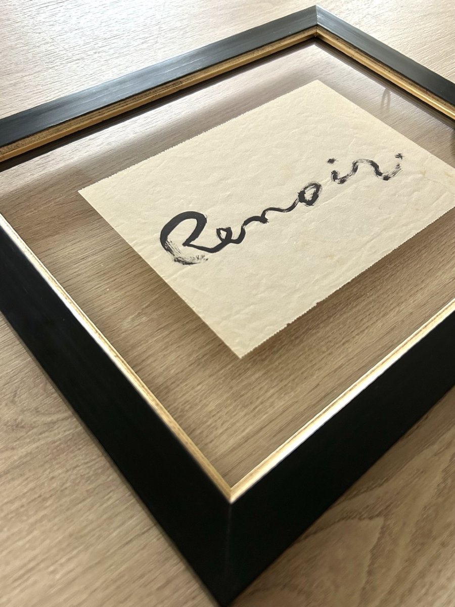 Auguste RENOIR -  Grande signature autographe exécutée à la gouache noire. 1918-photo-4