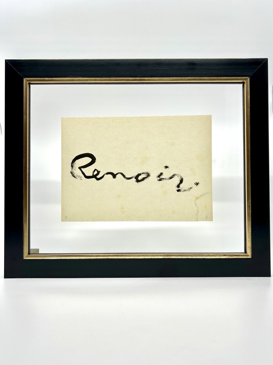 Auguste RENOIR -  Grande signature autographe exécutée à la gouache noire. 1918