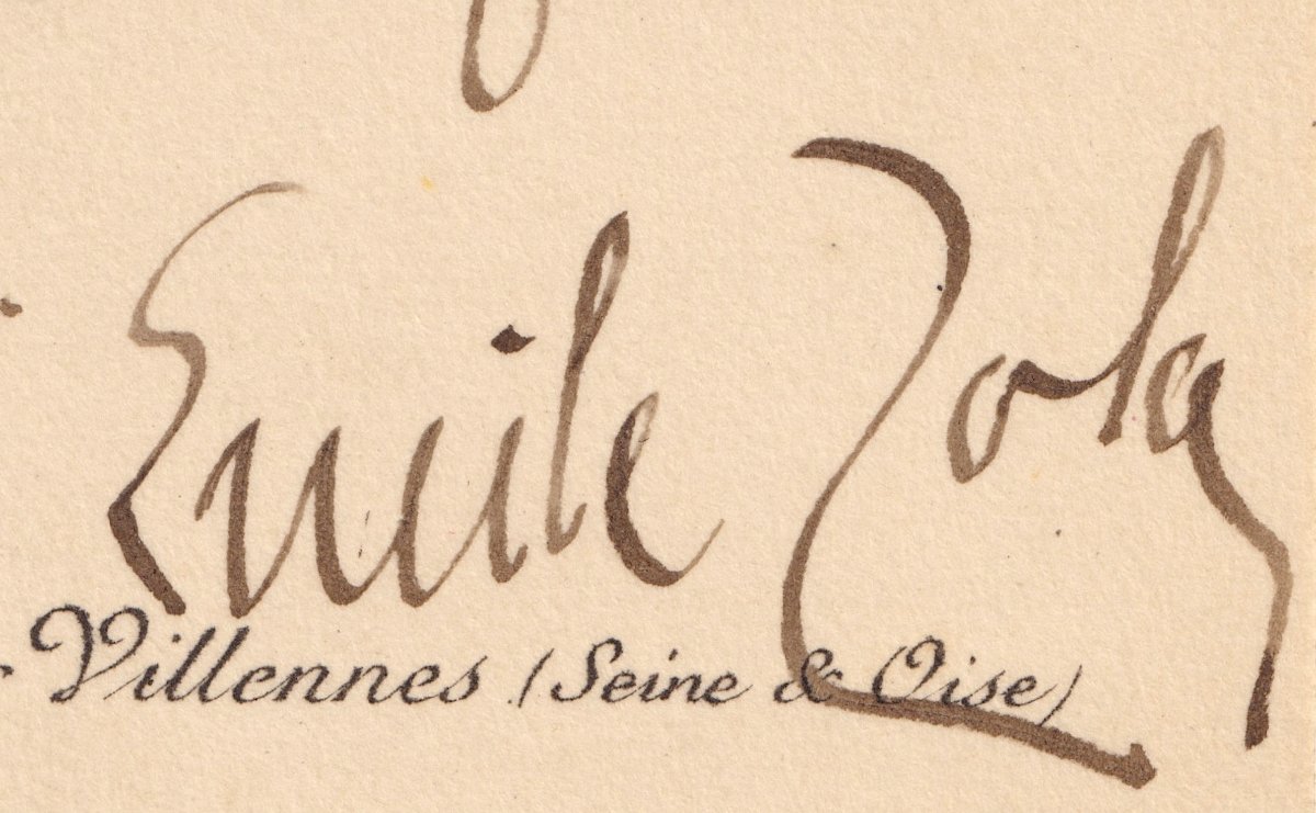 Émile ZOLA - Carte autographe signée avec enveloppe - Soirées de Médan - Henry Céard - 1893-photo-3