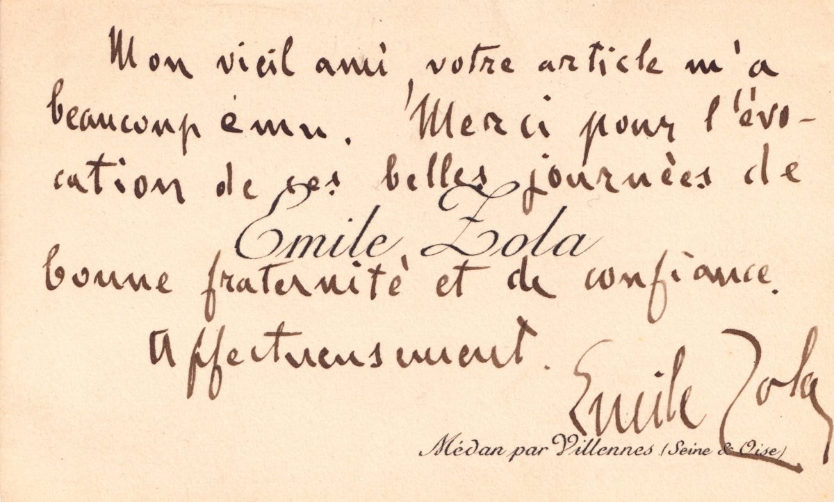 Émile ZOLA - Carte autographe signée avec enveloppe - Soirées de Médan - Henry Céard - 1893-photo-4