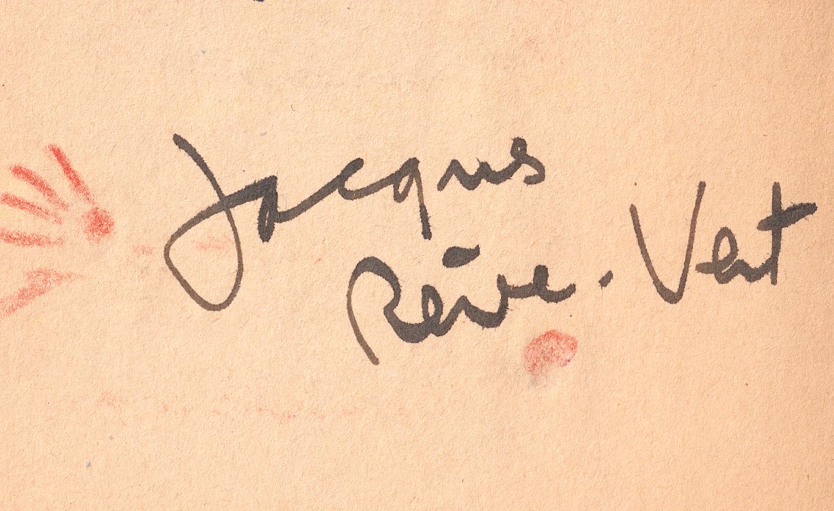 Jacques PRÉVERT - Dessin original aux crayons gras - 1957 - Affrontement du bien et du mal -photo-1
