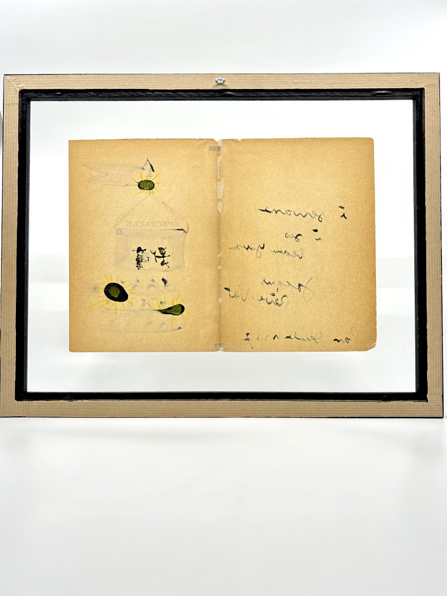 Jacques PRÉVERT - Dessin original aux crayons gras - 1957 - Affrontement du bien et du mal -photo-3