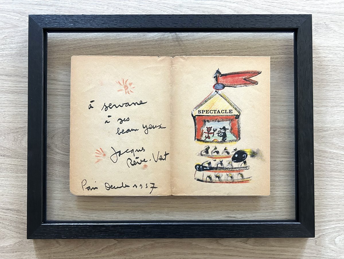 Jacques PRÉVERT - Dessin original aux crayons gras - 1957 - Affrontement du bien et du mal -photo-4