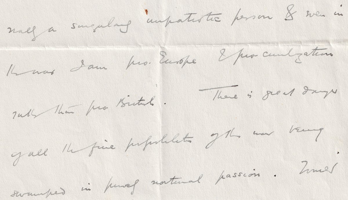 H. G. WELLS  Lettre autographe signée de 1914, son patriotisme, le nationalisme et la guerre -photo-2