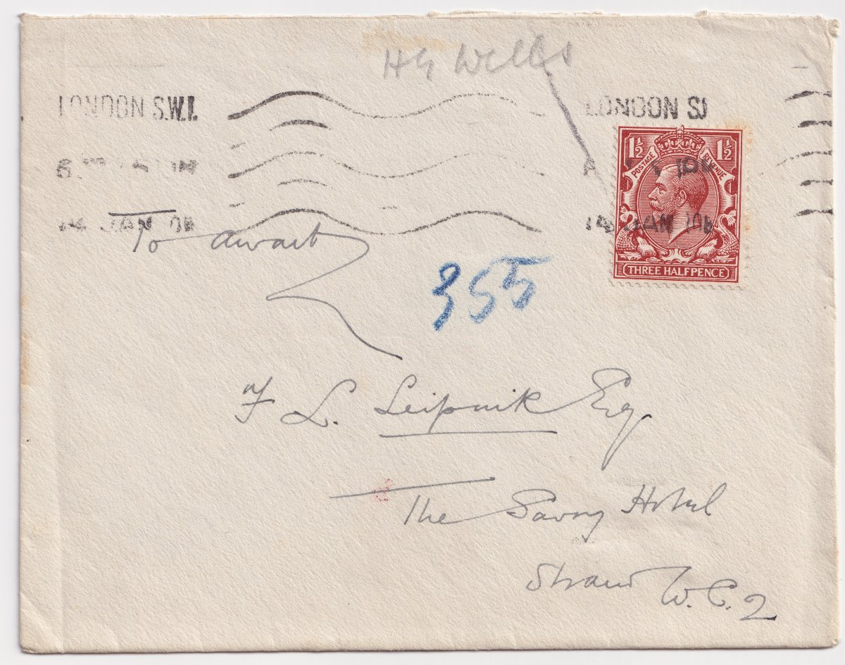 H. G. WELLS  Lettre autographe signée de 1914, son patriotisme, le nationalisme et la guerre -photo-3