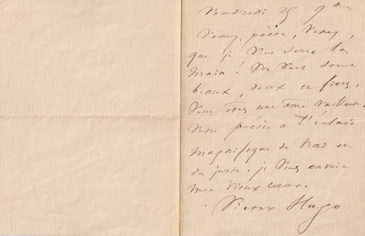 Victor Hugo - Autograph Letter Signed By A Poet With A “valiant Soul” And “gentle Yet Proud” Verses-photo-4