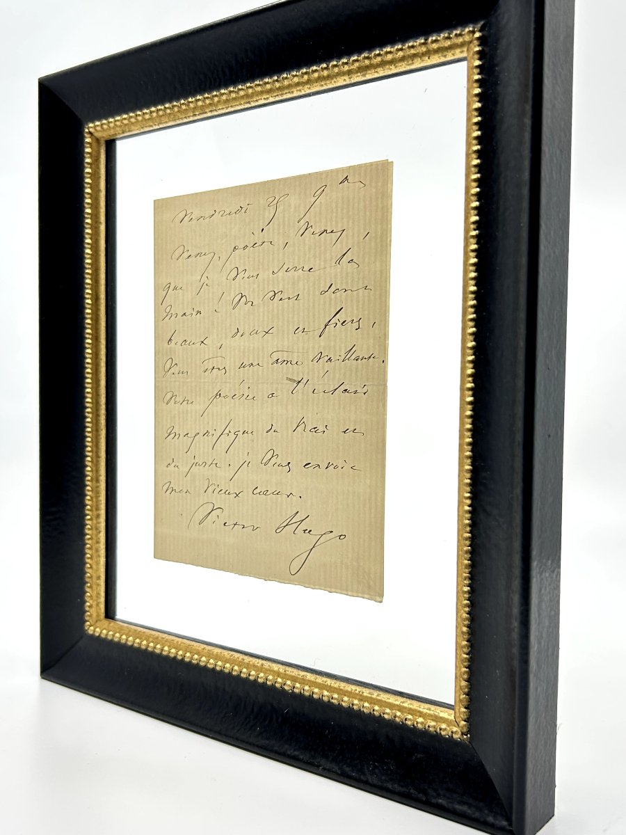 Victor Hugo - Autograph Letter Signed By A Poet With A “valiant Soul” And “gentle Yet Proud” Verses-photo-2