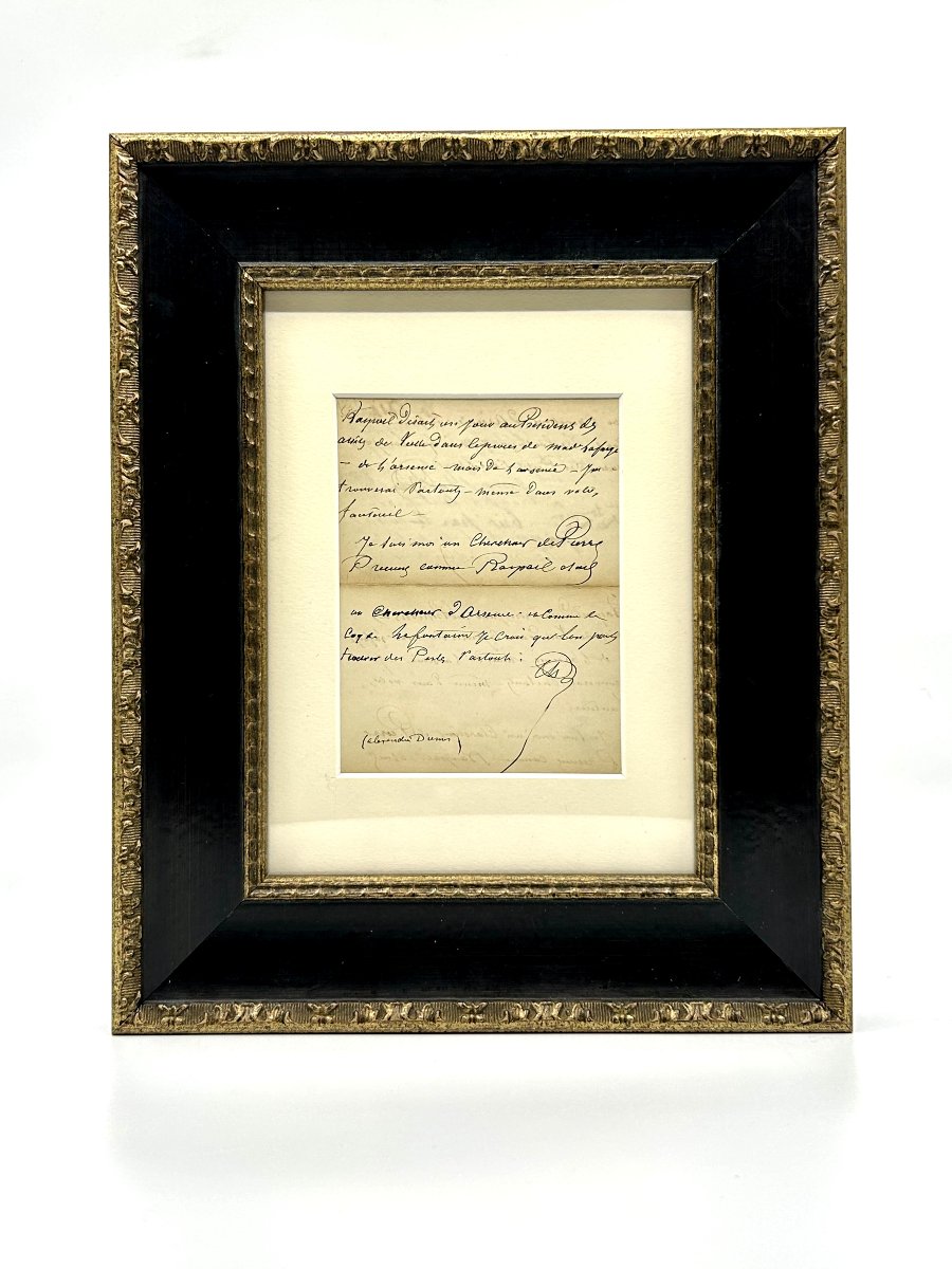 Alexandre DUMAS - "je suis un chercheur de pierres précieuses", manuscrit autographe signé.