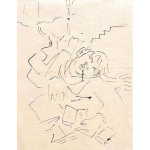 Jean Cocteau - Paul Blessé - Original Drawing For Les Enfants Terribles - 1935