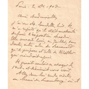 J-k Huysmans - Autograph Letter Signed - Musée Du Luxembourg - Renouard - Whistler.