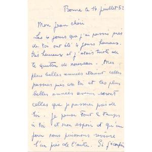JEAN MARAIS à JEAN COCTEAU - Lettre d'amour autographe signée 1952 