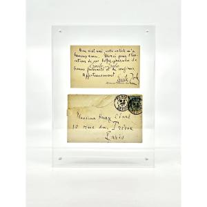 Émile ZOLA - Carte autographe signée avec enveloppe - Soirées de Médan - Henry Céard - 1893