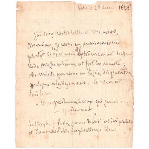 Chateaubriand - Signed Autograph Letter - Highlights The Beauty Of Christian Forgiveness. Christianity.