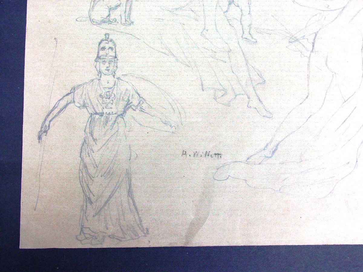 Adolphe Willette (1857-1926) Studies Of Mythological Characters Mercury, Minerva Etc....-photo-2